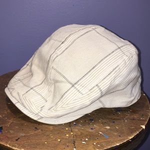 Cream brown Pinstripe newsboy flat cap duck bill style hat L/XL lightweight